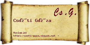 Csáti Géza névjegykártya
