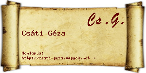 Csáti Géza névjegykártya